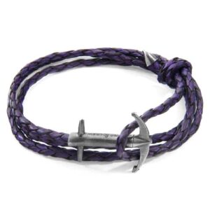 海軍上將編織皮革手環 深紫色 | ANCHOR & CREW